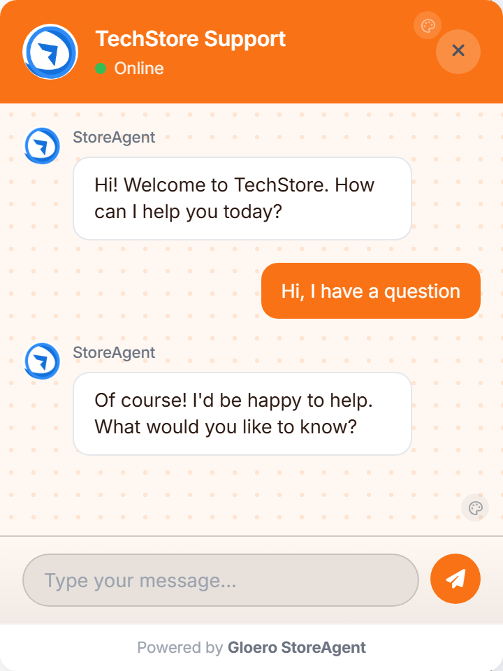StoreAgent live chat conversation